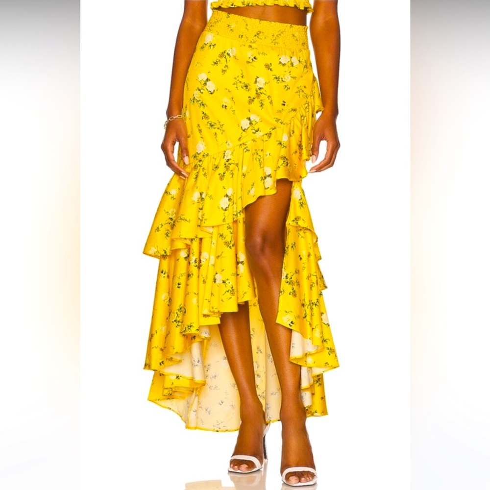NWT Alice and Olivia yellow ruffle skirt
